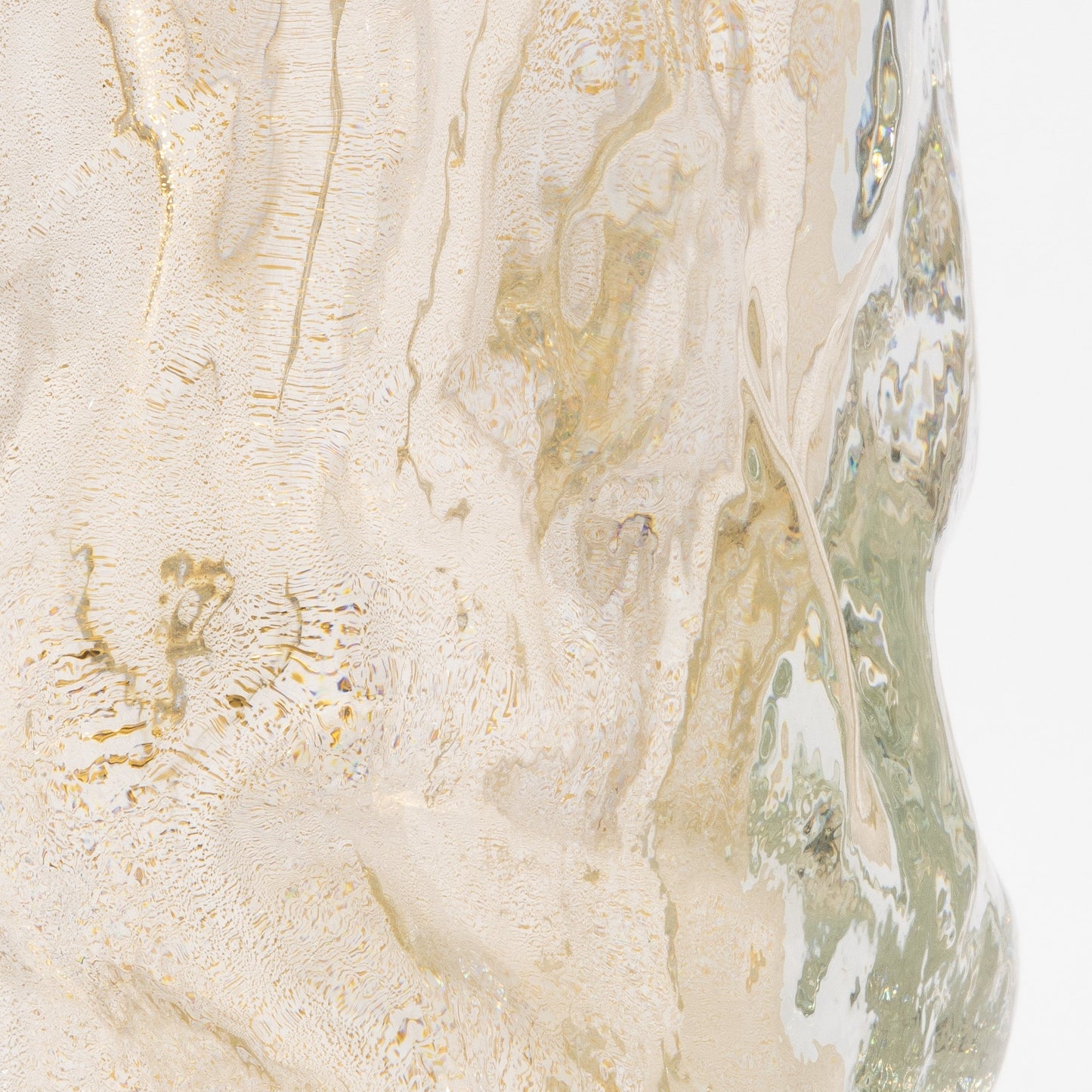 Murano Modern Sculptural Bowl in Clear with 24-karat Gold Flecks