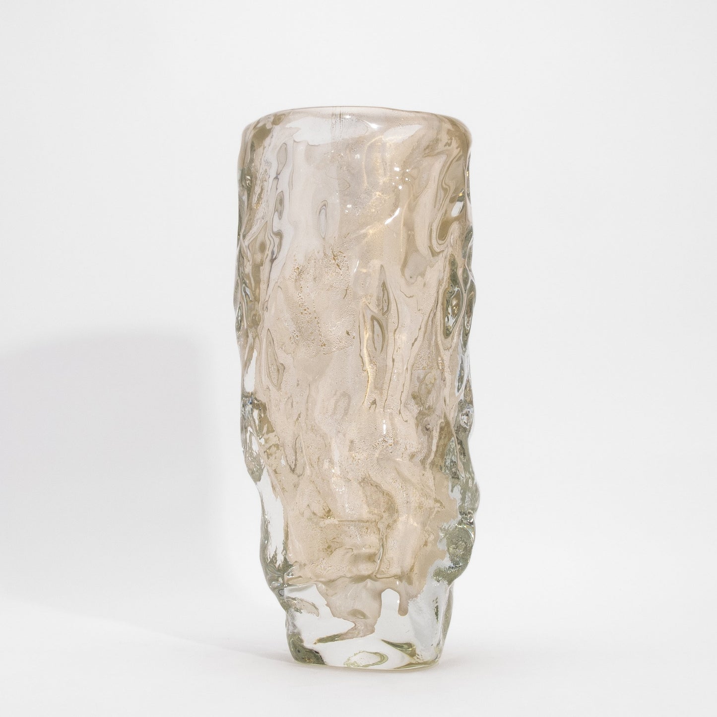 Murano Modern Sculptural Bowl in Clear with 24-karat Gold Flecks