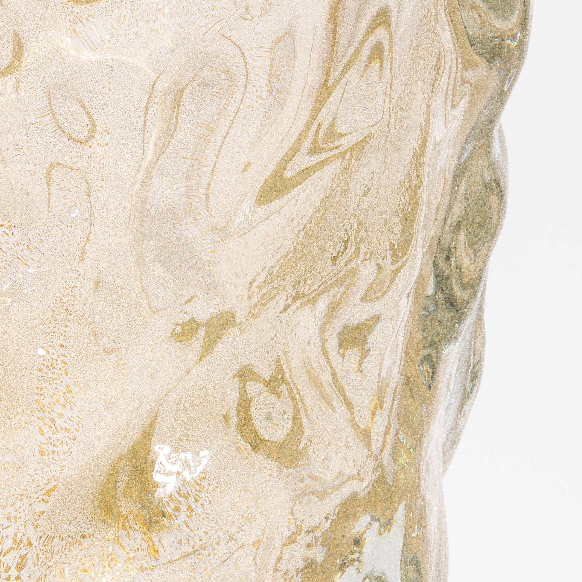 Murano Modern Sculptural Bowl in Clear with 24-karat Gold Flecks