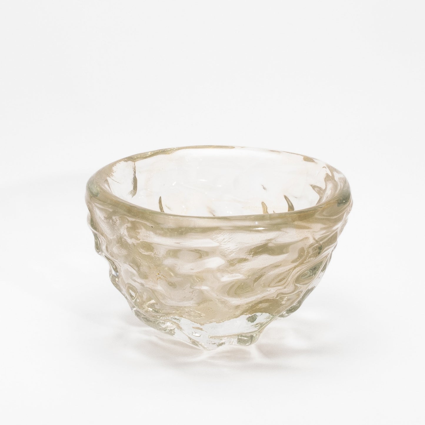 Murano Modern Sculptural Bowl in Clear with 24-karat Gold Flecks