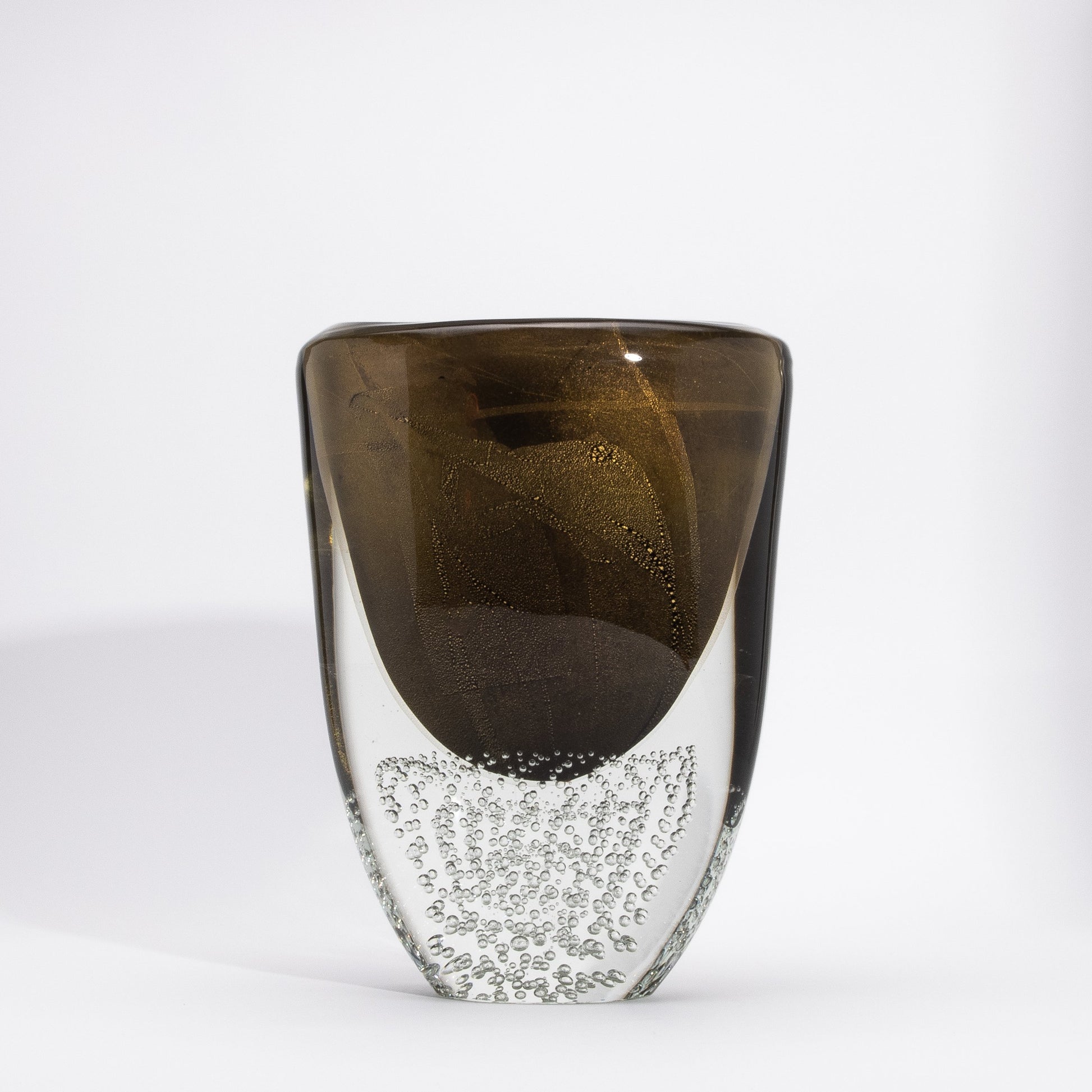 Murano Vase in Black / Clear with 24-karat Gold Flecks and Bubbles