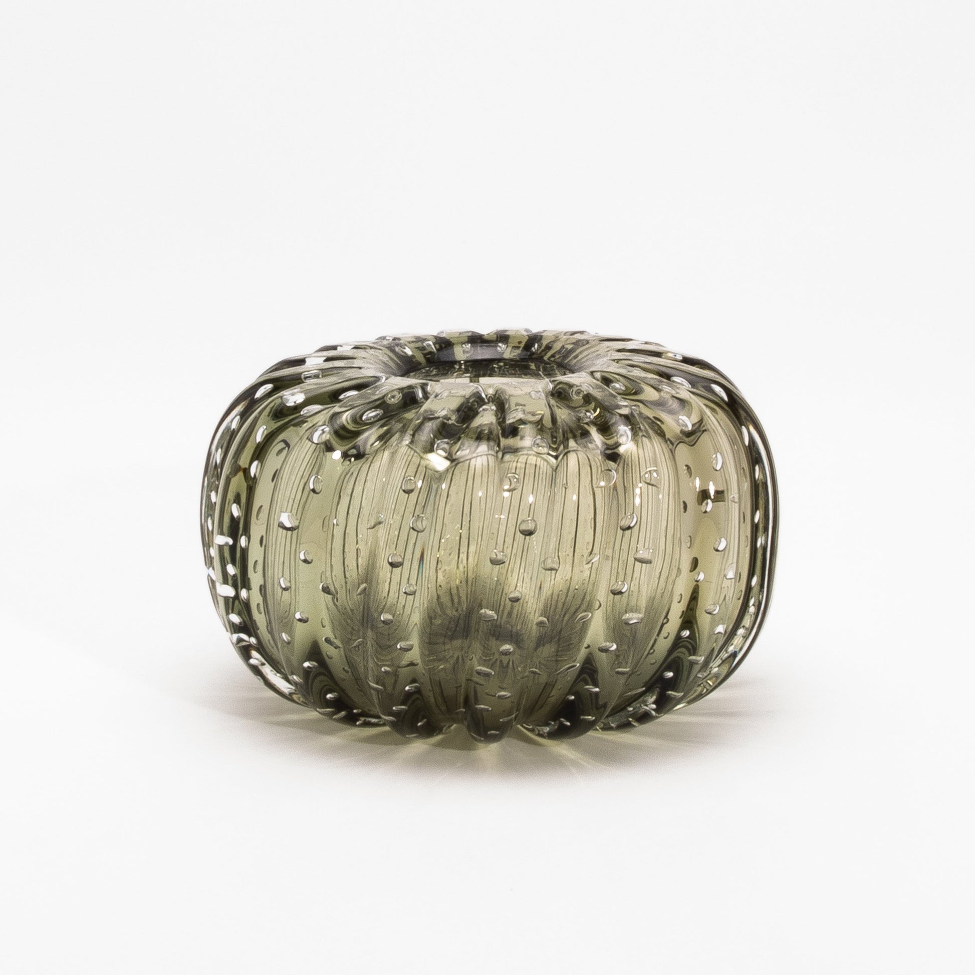 Murano Cactus Vase in Fern Green with Bubbles