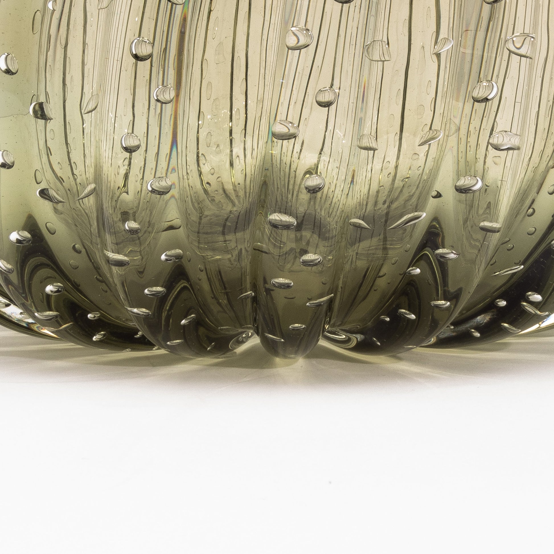 Murano Cactus Vase in Fern Green with Bubbles