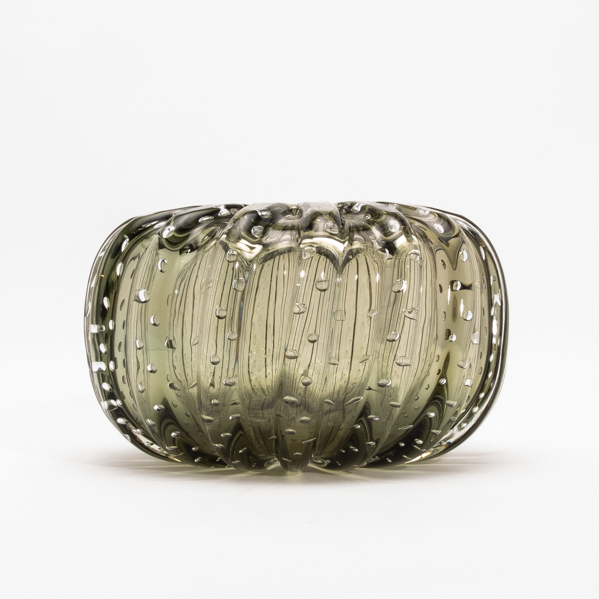 Murano Cactus Vase in Fern Green with Bubbles