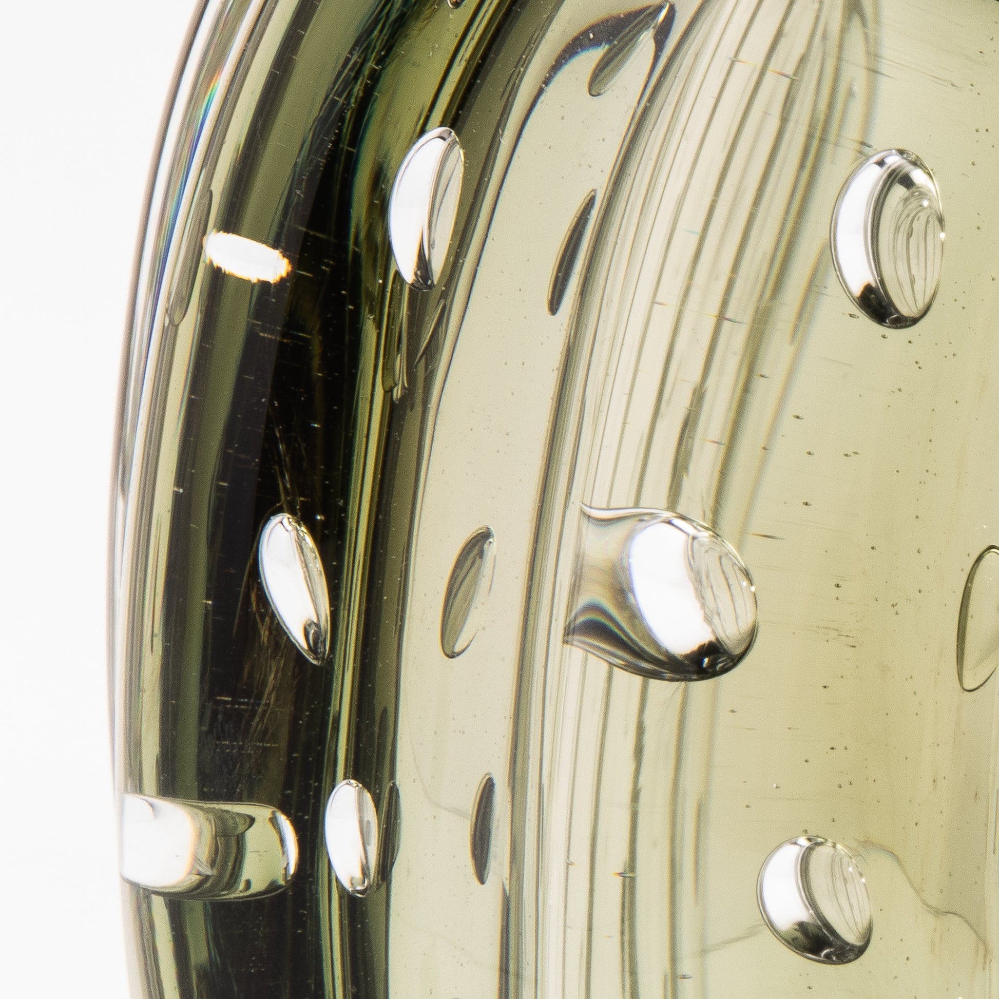 Murano Cactus Vase in Fern Green with Bubbles