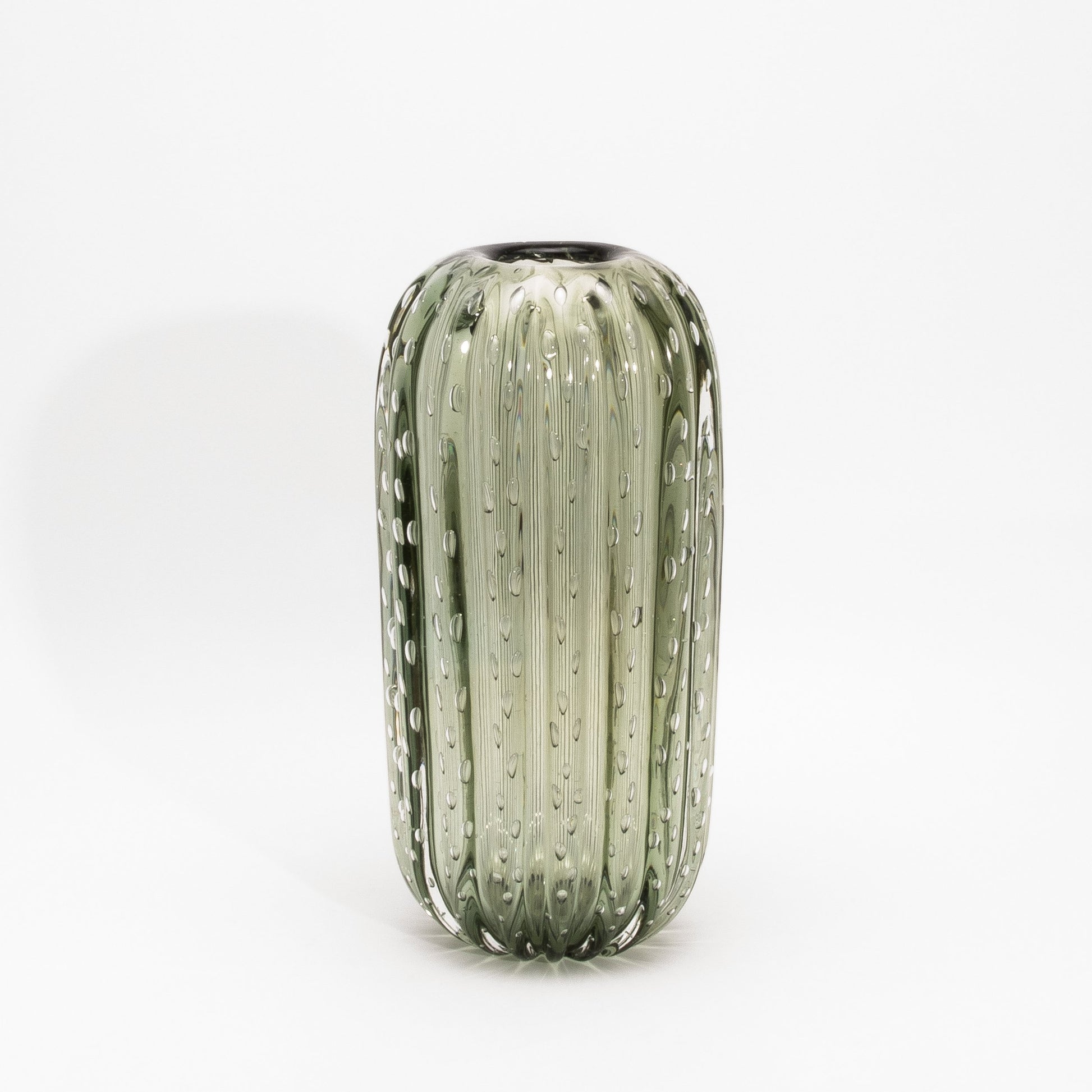 Murano Cactus Vase in Fern Green with Bubbles