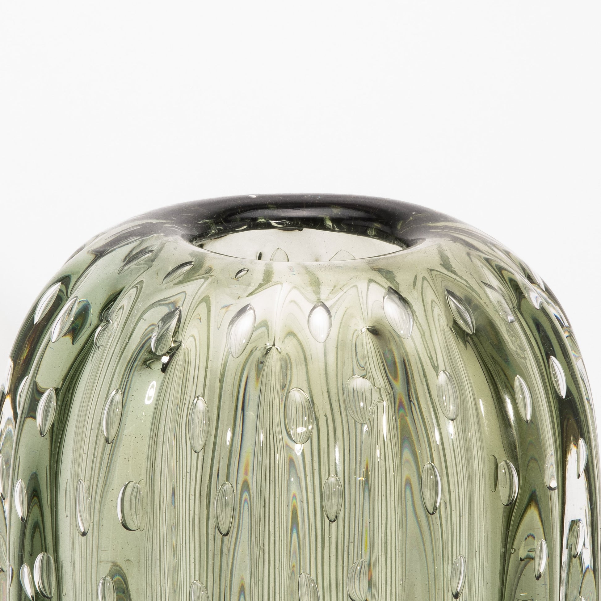 Murano Cactus Vase in Fern Green with Bubbles