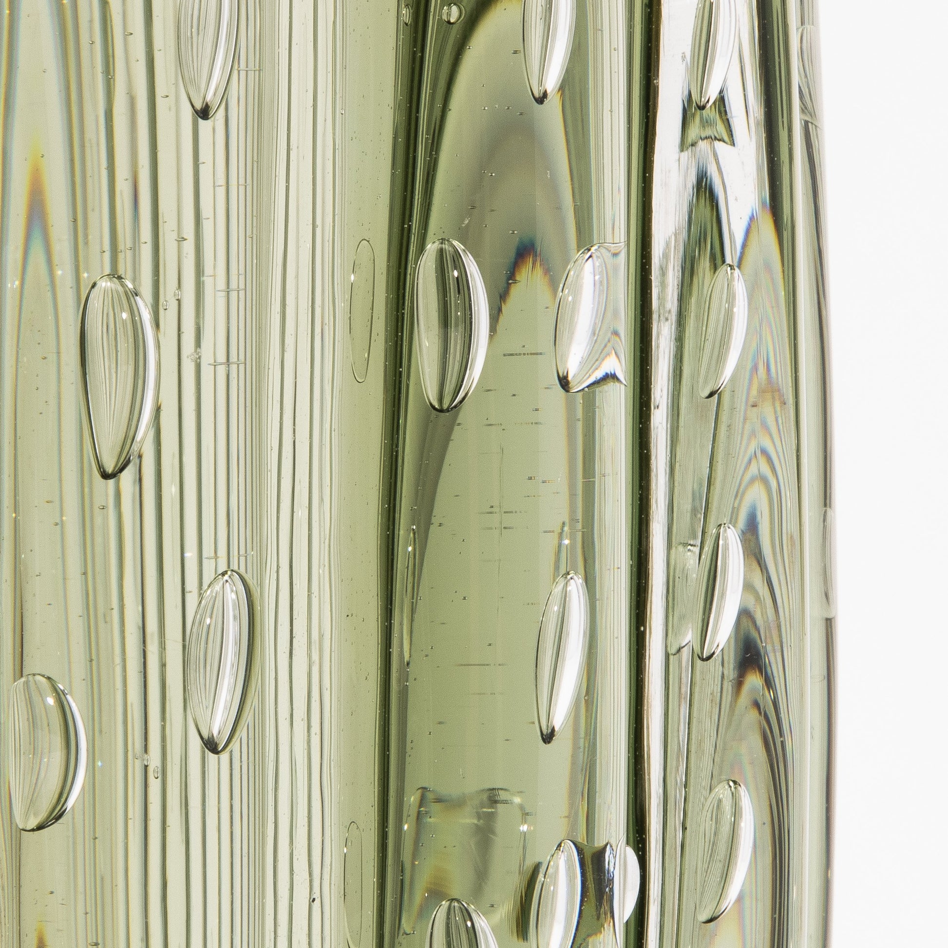 Murano Cactus Vase in Fern Green with Bubbles