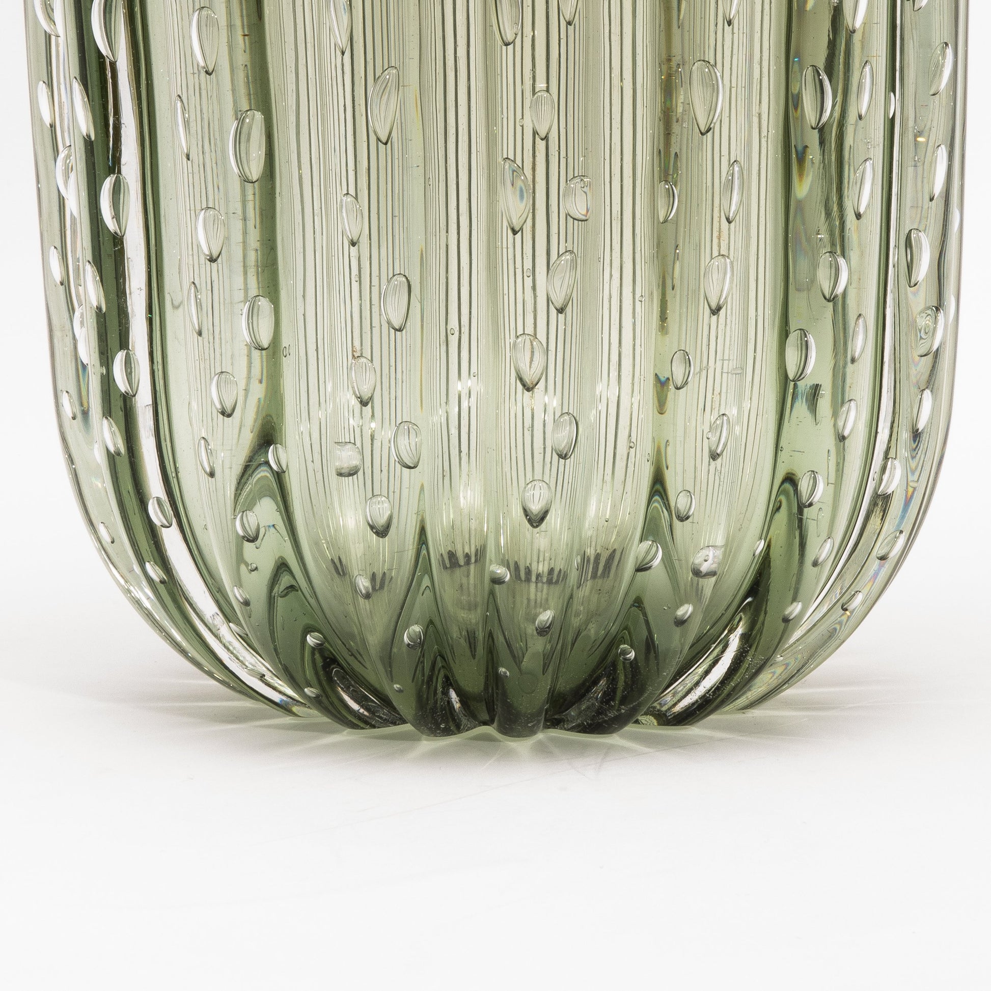 Murano Cactus Vase in Fern Green with Bubbles