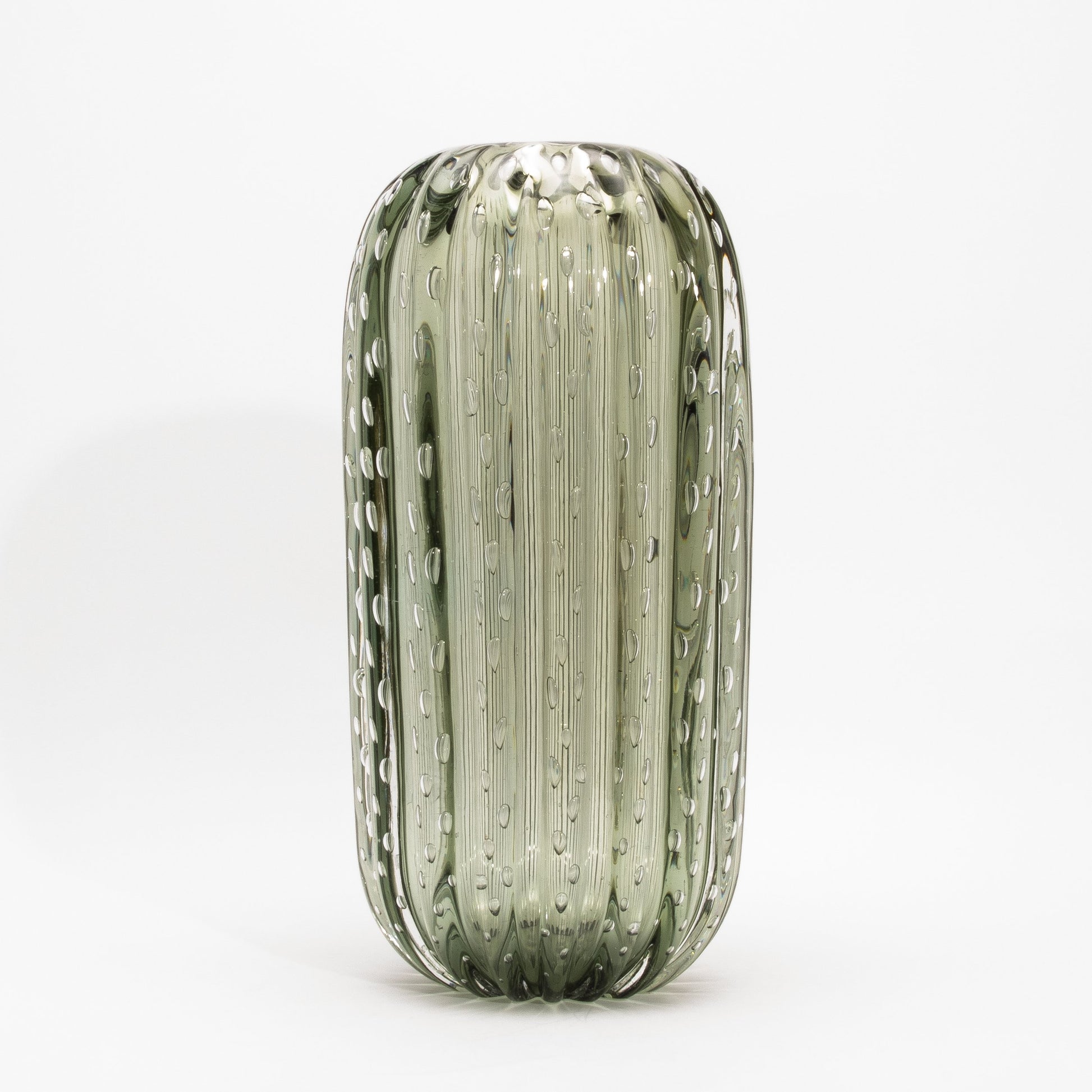 Murano Cactus Vase in Fern Green with Bubbles