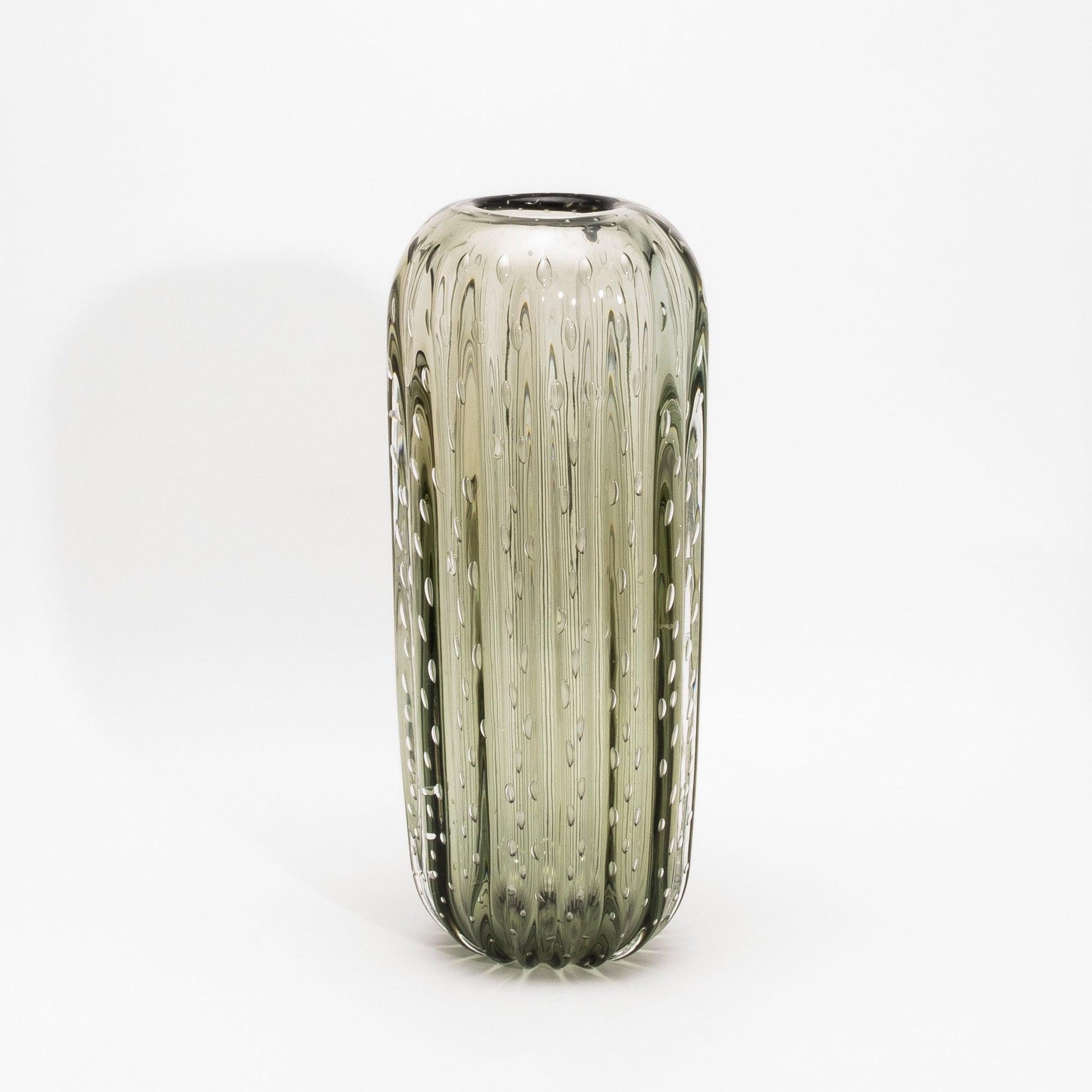 Murano Cactus Vase in Fern Green with Bubbles