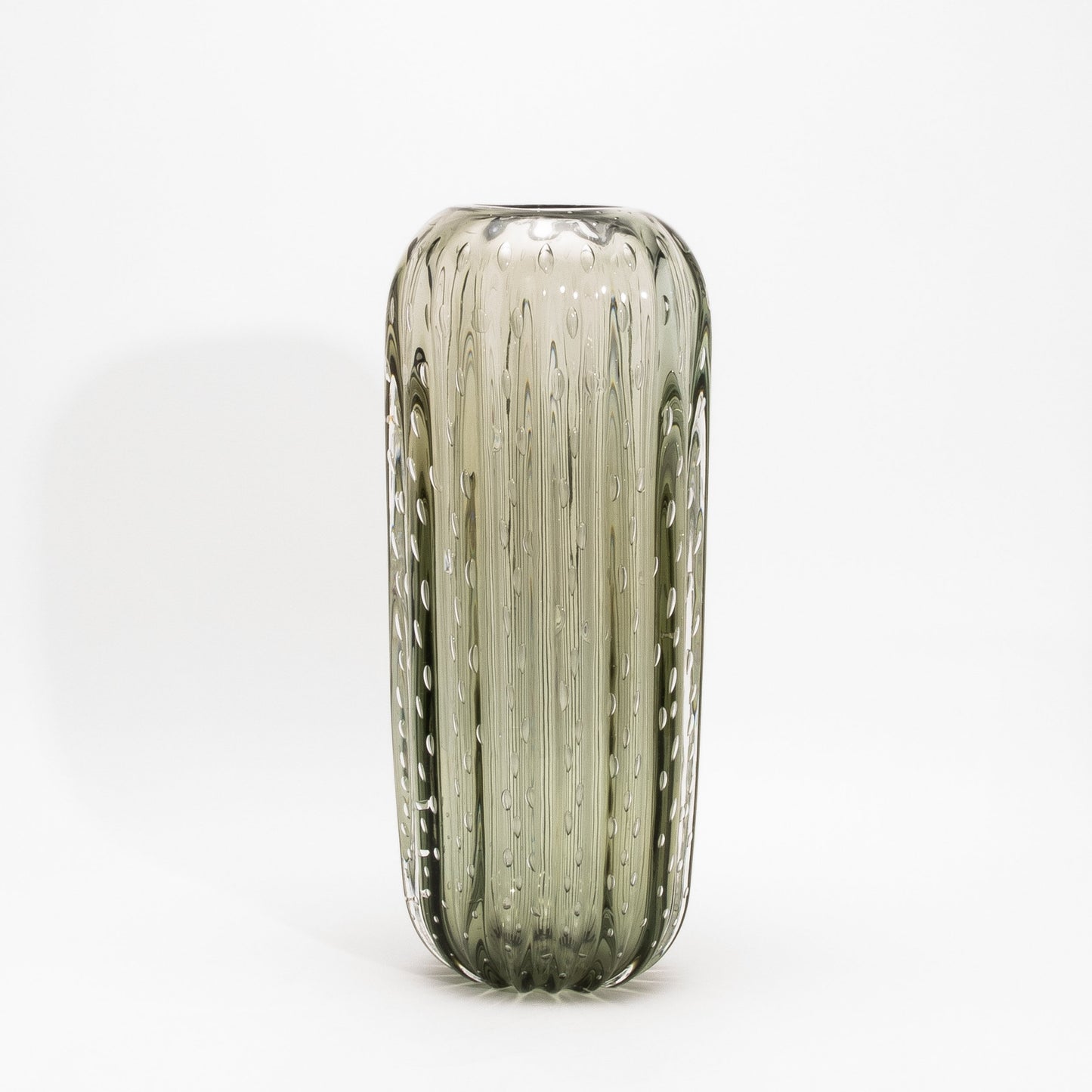 Murano Cactus Vase in Fern Green with Bubbles