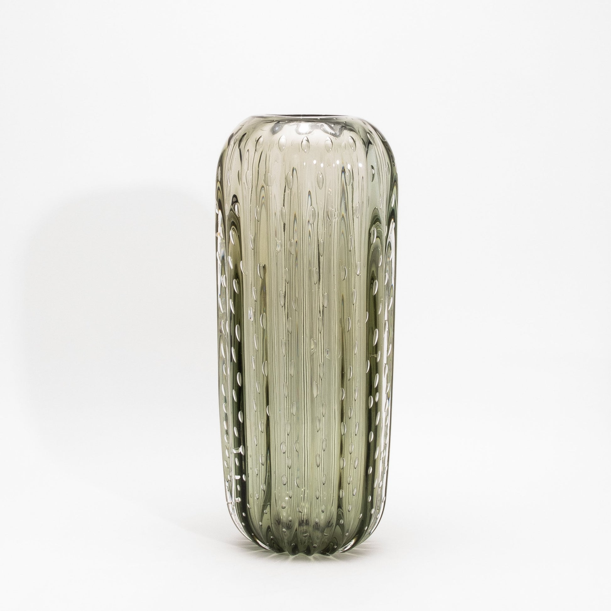 Murano Cactus Vase in Fern Green with Bubbles