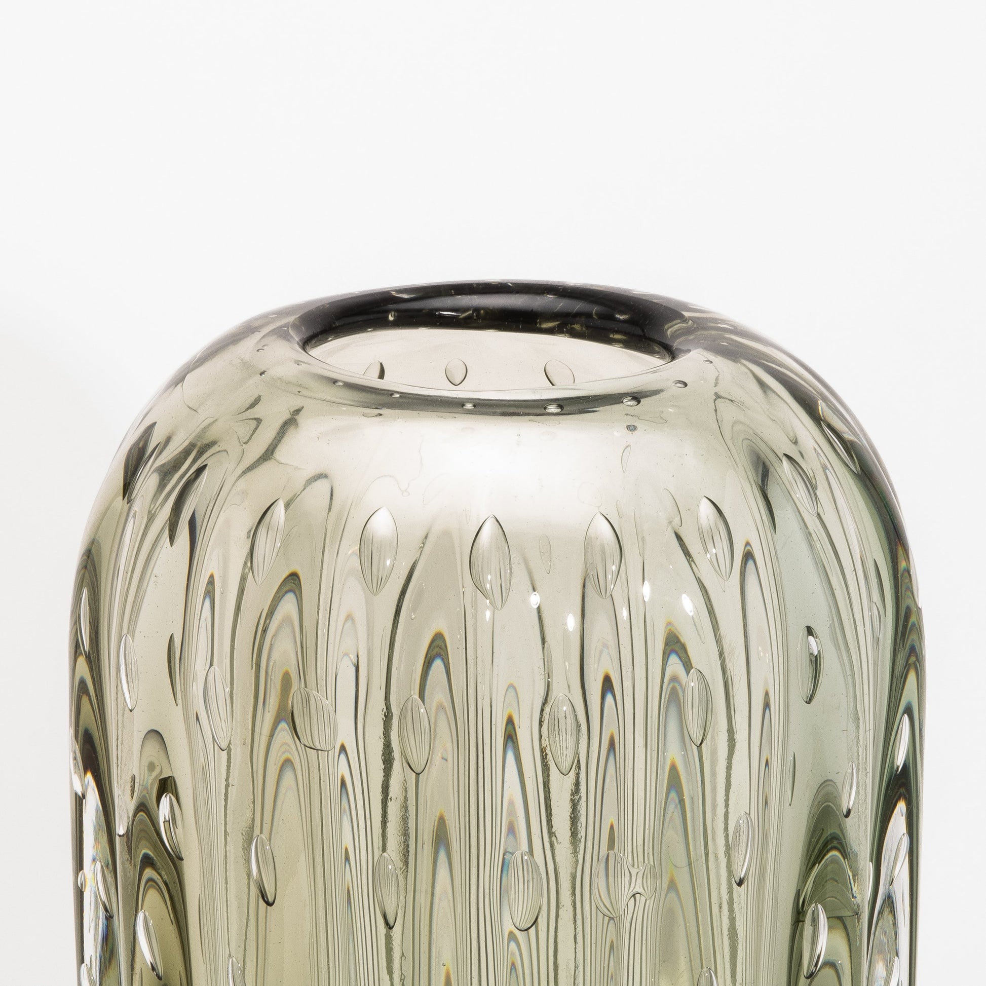 Murano Cactus Vase in Fern Green with Bubbles