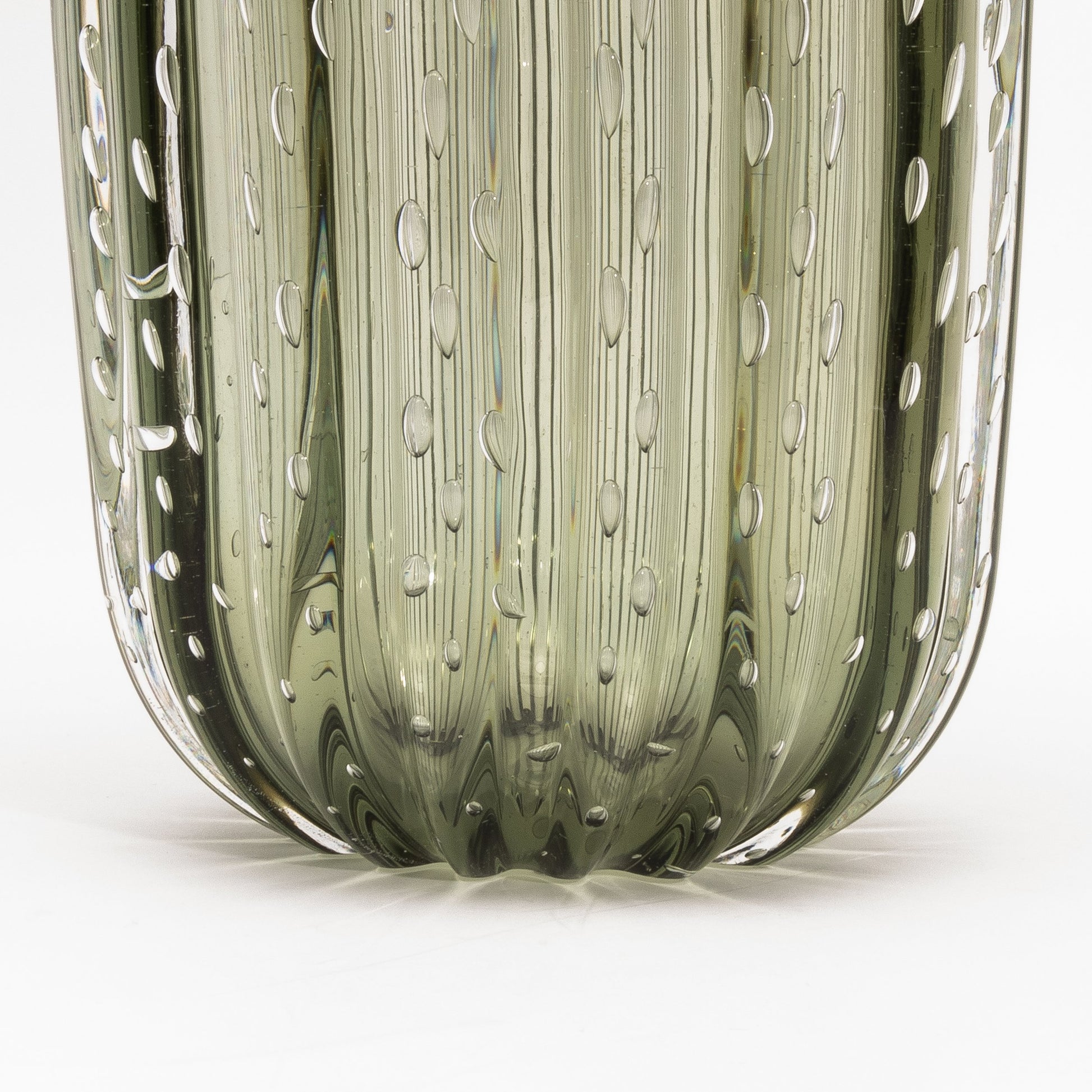 Murano Cactus Vase in Fern Green with Bubbles