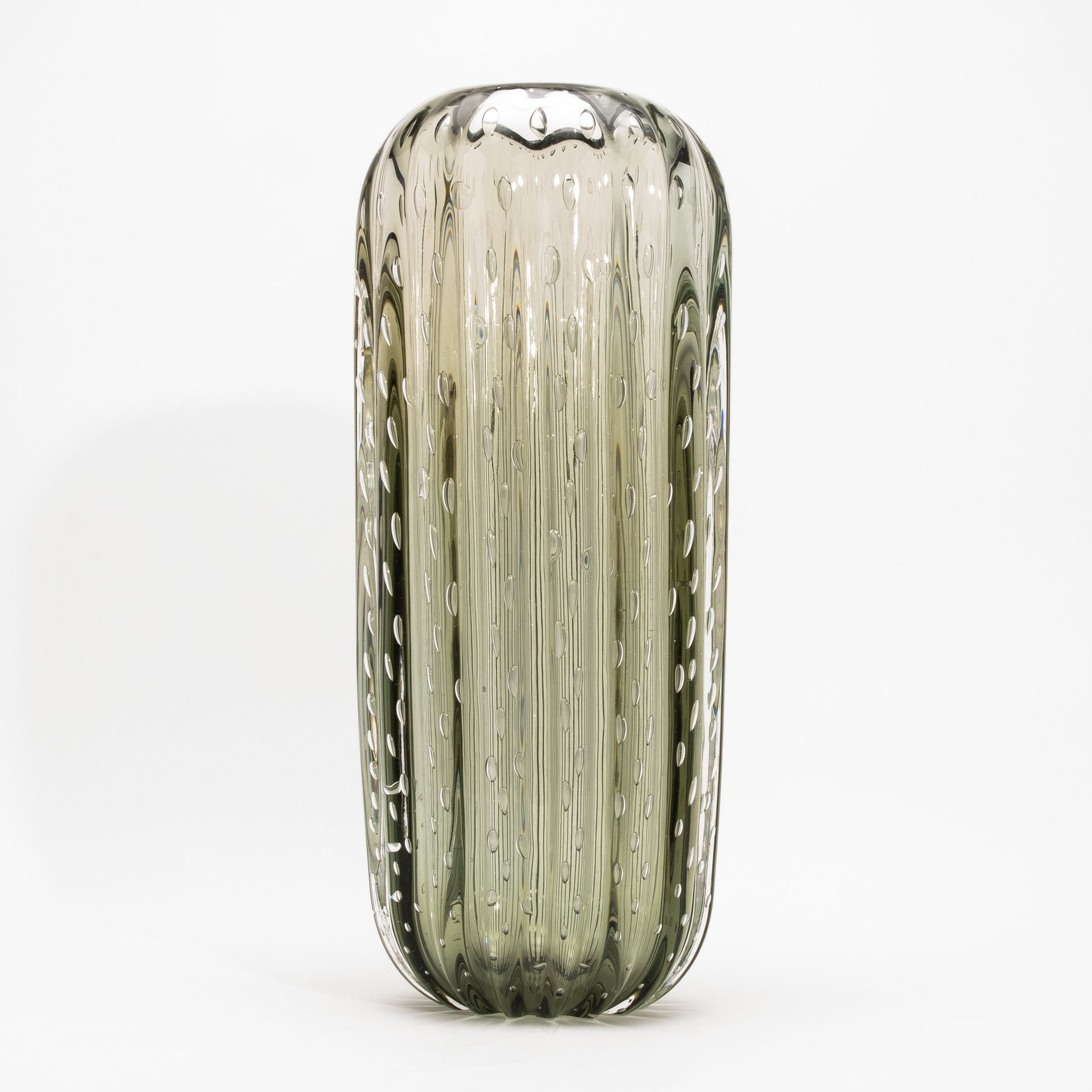Murano Cactus Vase in Fern Green with Bubbles