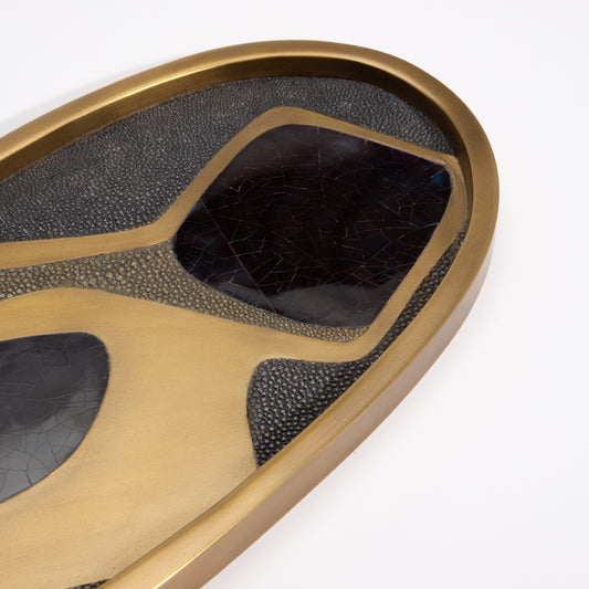 Tray in Cosmos Pattern with Bronze Patina Brass by Kifu Paris