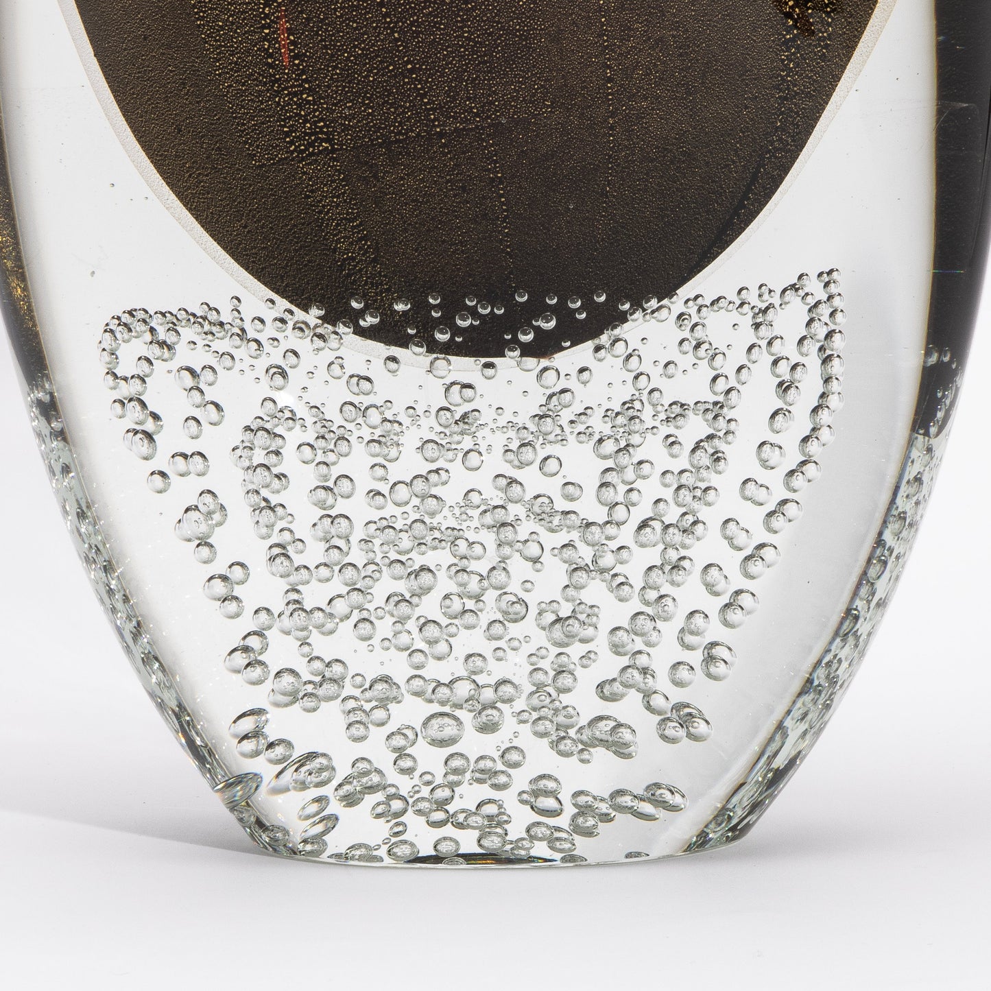 Murano Vase in Black / Clear with 24-karat Gold Flecks and Bubbles