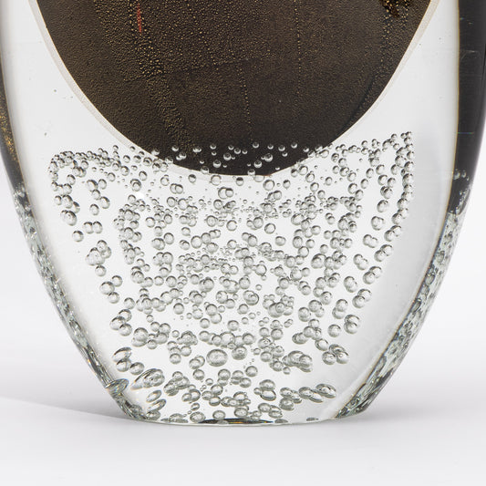 Murano Vase in Black / Clear with 24-karat Gold Flecks and Bubbles