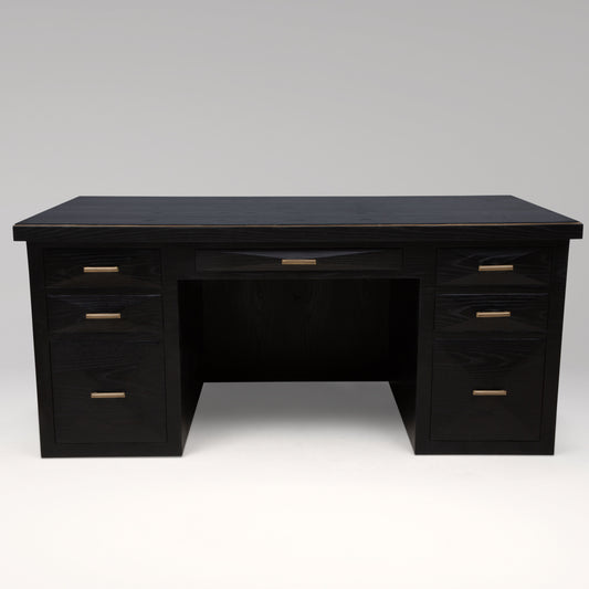 Desk in Black Oak with Brass Details by R&Y Augousti