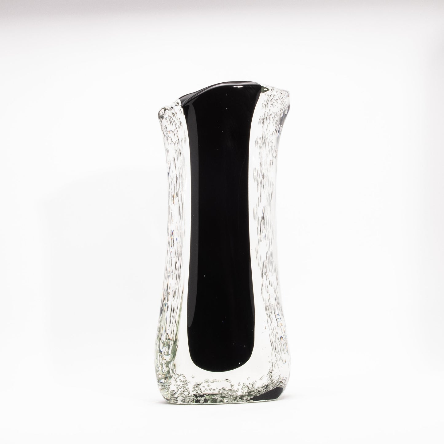 Murano Modern Fluid Vase in Onyx Black with Bubbles