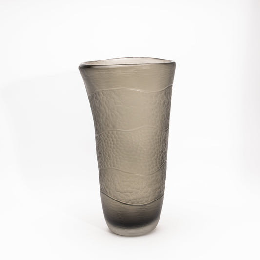 Murano Modern Tall Textural Vase in Smoky Grey