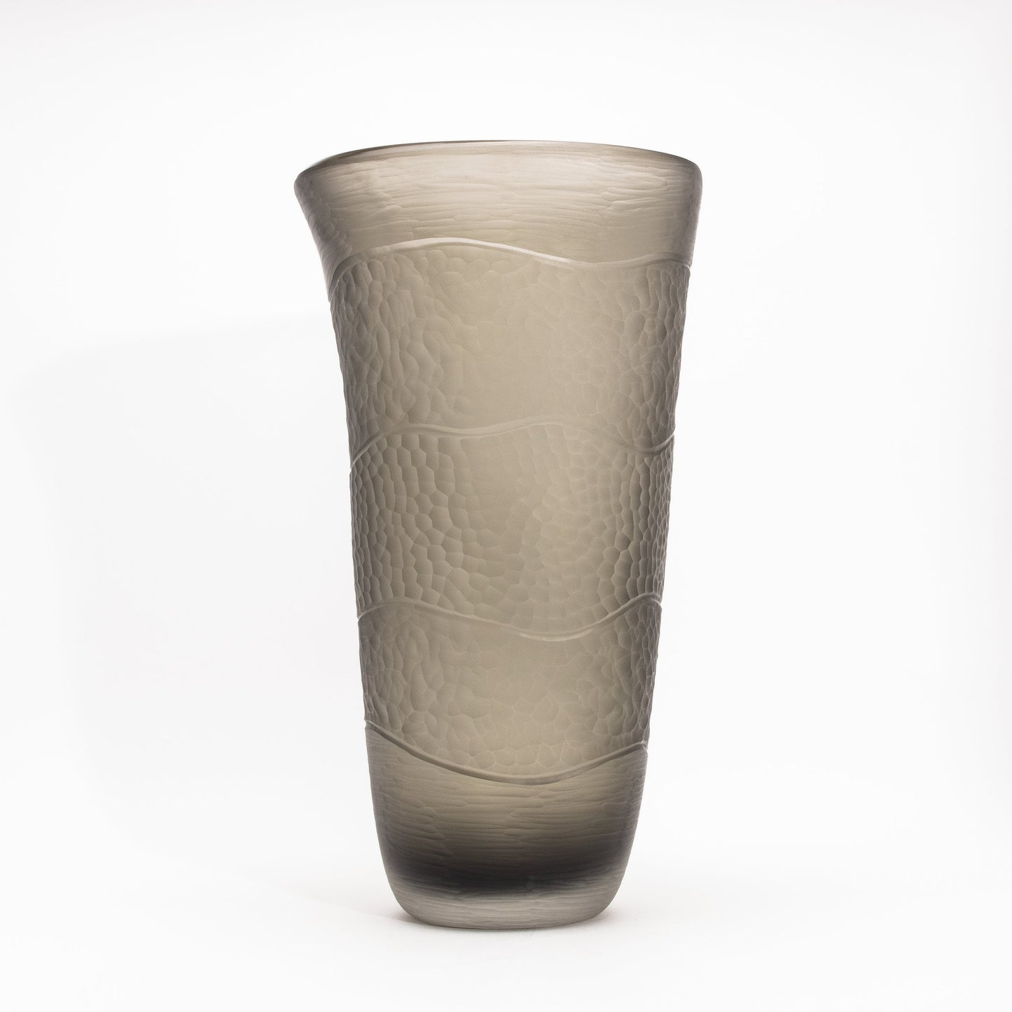 Murano Modern Tall Textural Vase in Smoky Grey