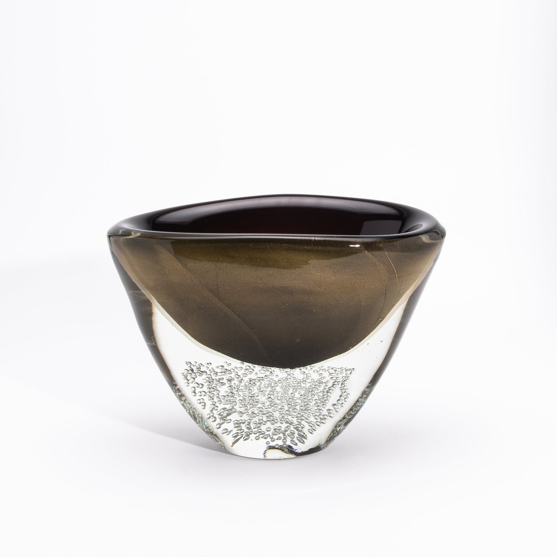 Murano Vase in Black / Clear with 24-karat Gold Flecks and Bubbles