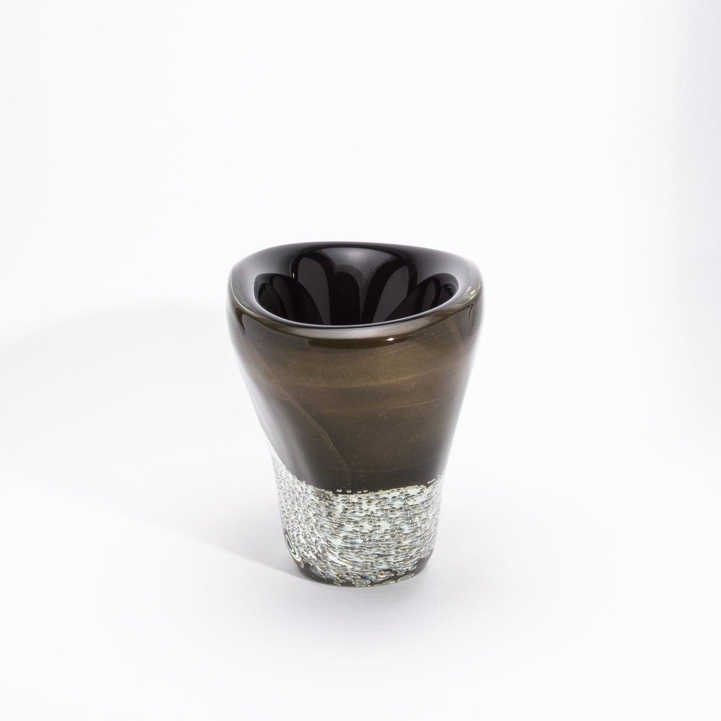 Murano Vase in Black / Clear with 24-karat Gold Flecks and Bubbles