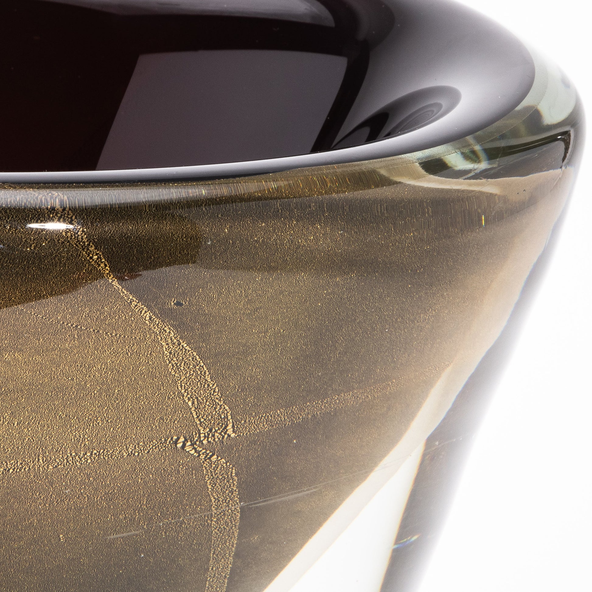 Murano Vase in Black / Clear with 24-karat Gold Flecks and Bubbles