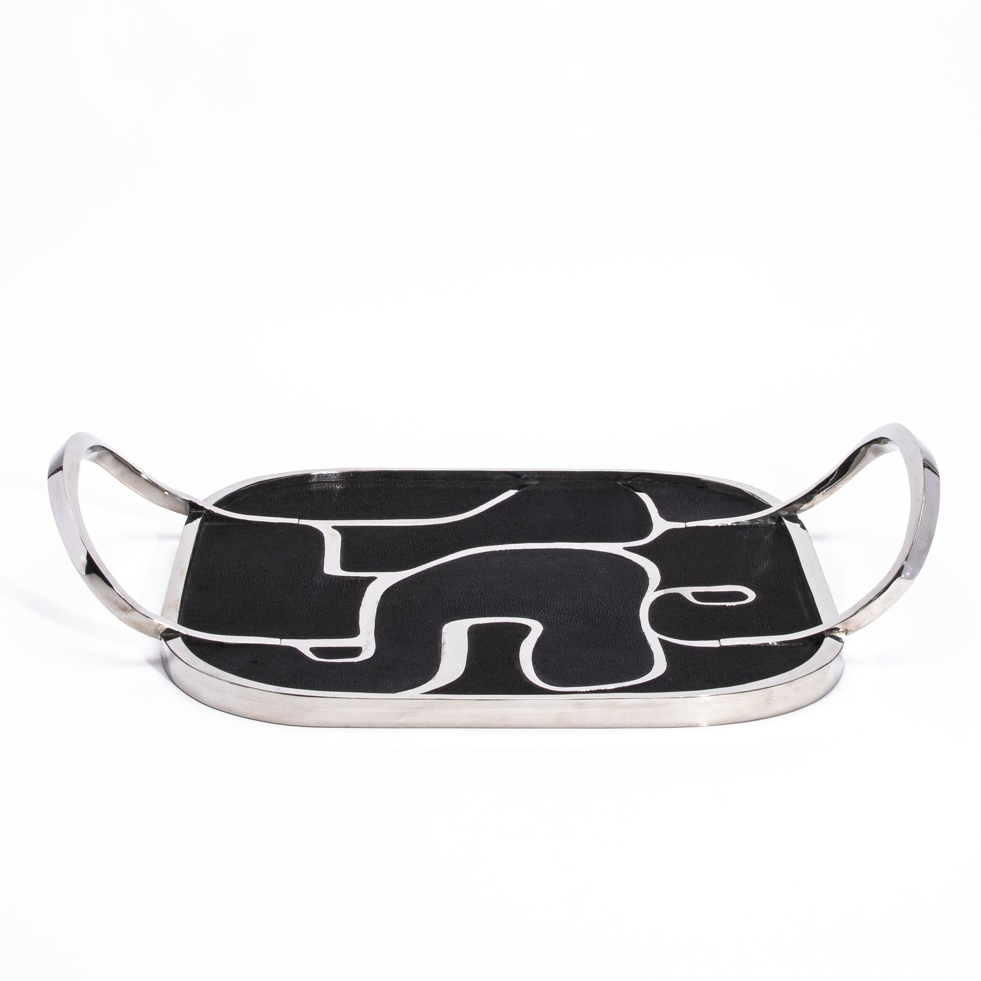 Cocteau Tray in Black Shagreen with Polished Stainless Steel by R&Y Augousti