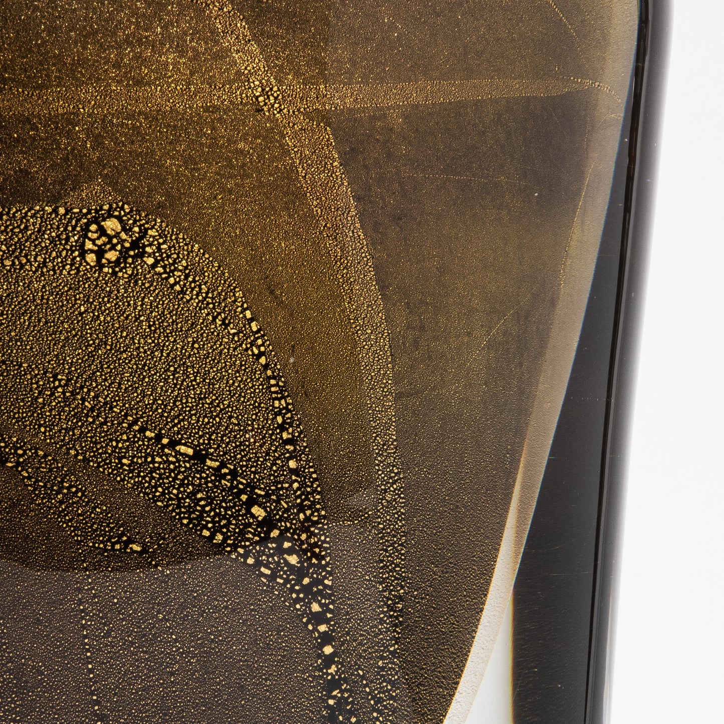 Murano Vase in Black / Clear with 24-karat Gold Flecks and Bubbles