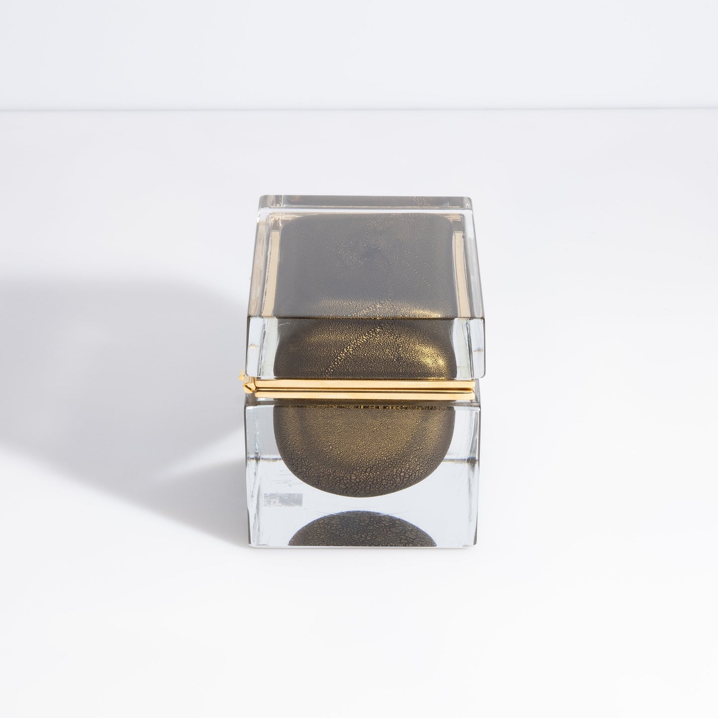 Murano Box with Brass Fittings in Onyx Black 24-Karat Gold Flecks