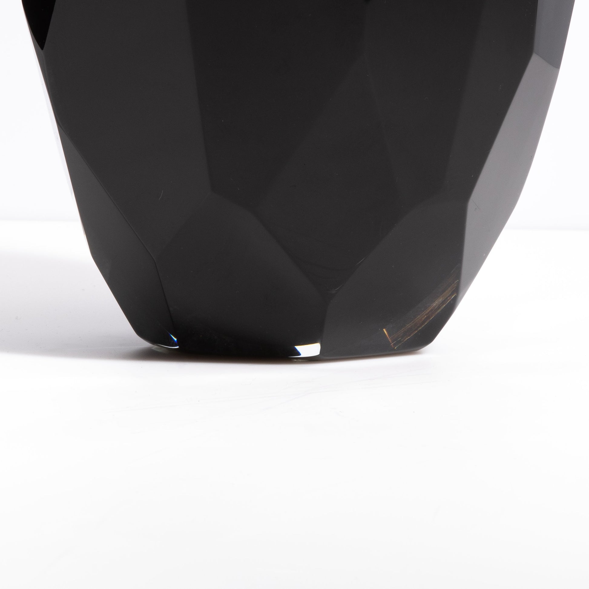 Set of 3 Murano Faceted Vases in Onyx Black
