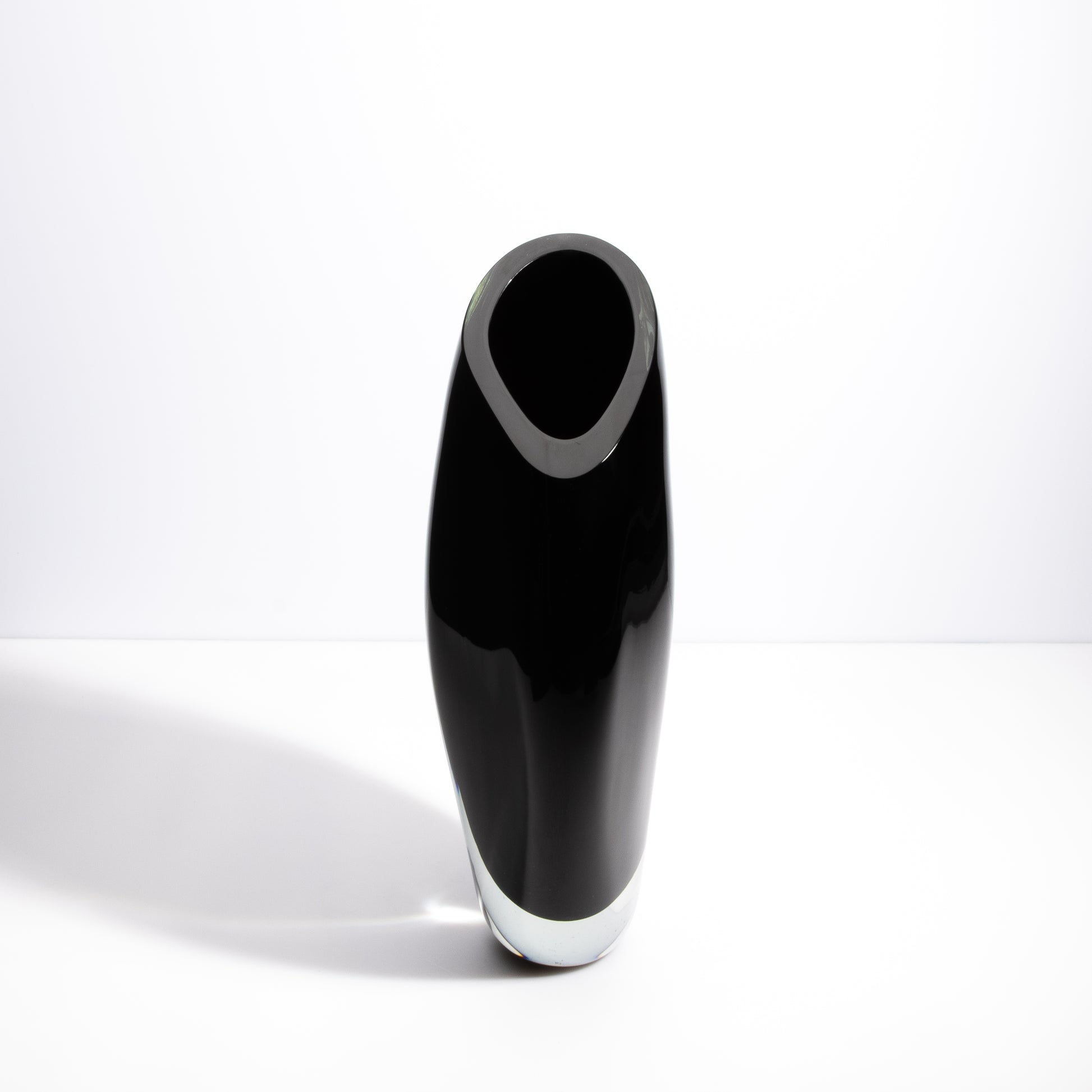 Murano Vase With Side Cut in Onyx Black