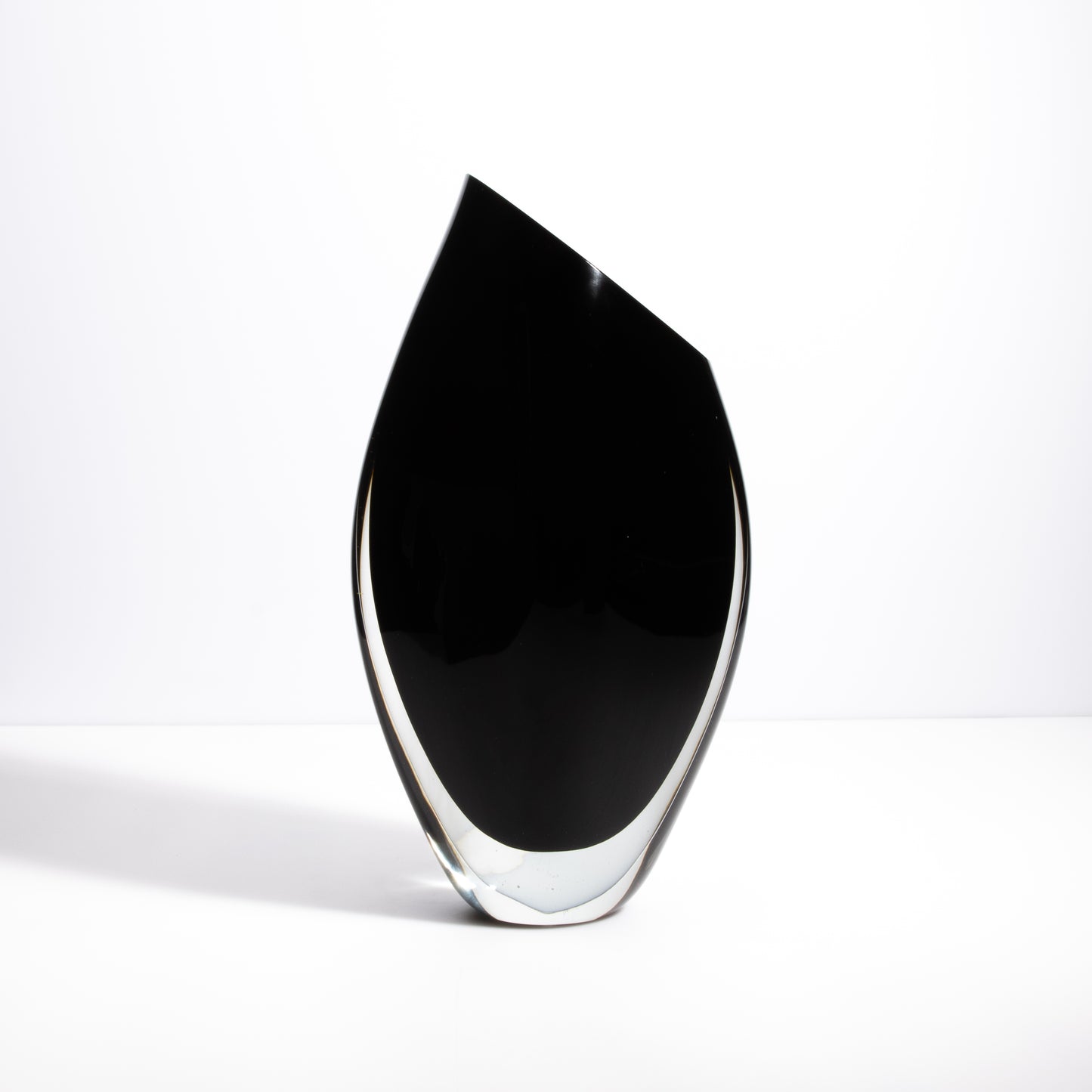 Murano Vase With Side Cut in Onyx Black