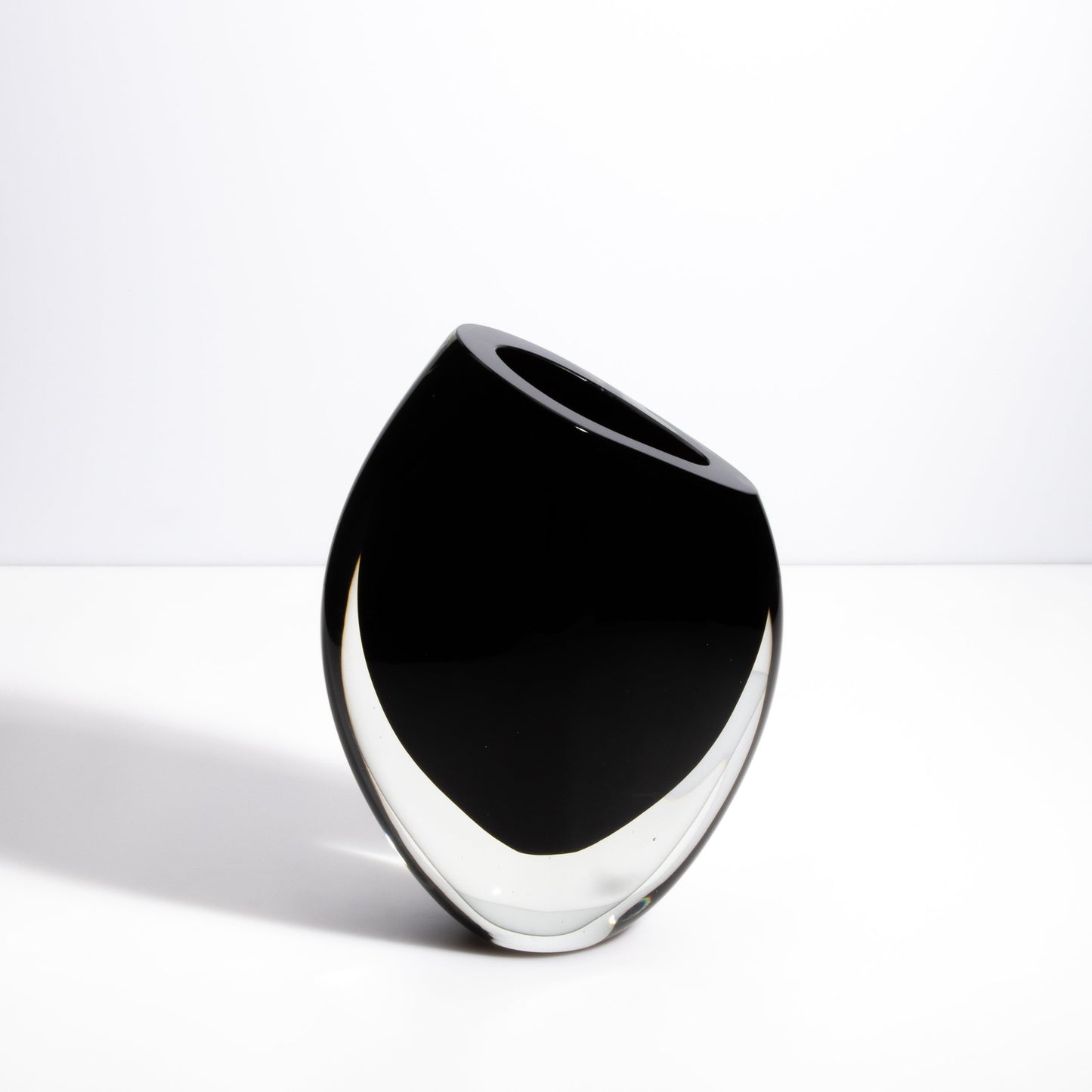 Murano Vase With Side Cut in Onyx Black