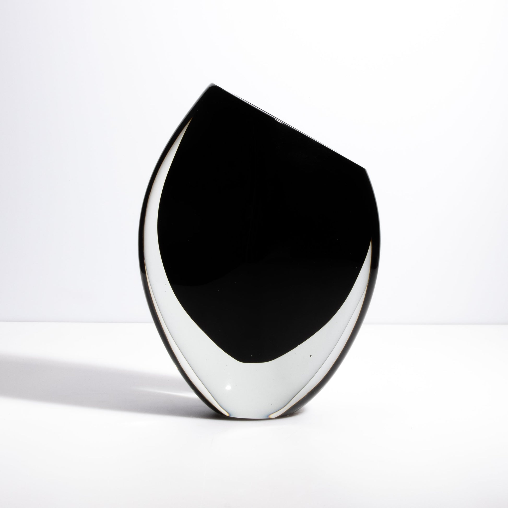 Murano Vase With Side Cut in Onyx Black