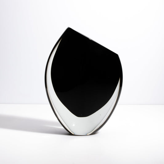 Murano Vase With Side Cut in Onyx Black