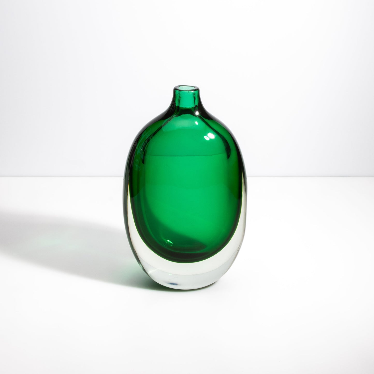 Murano Sommerso Vase in Emerald Green