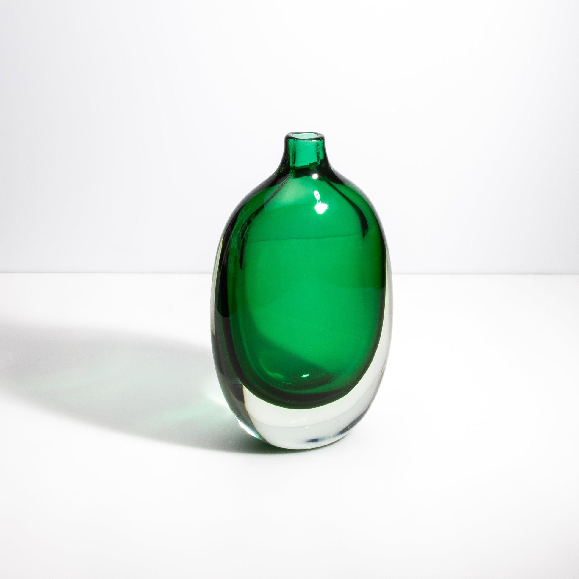 Murano Sommerso Vase in Emerald Green