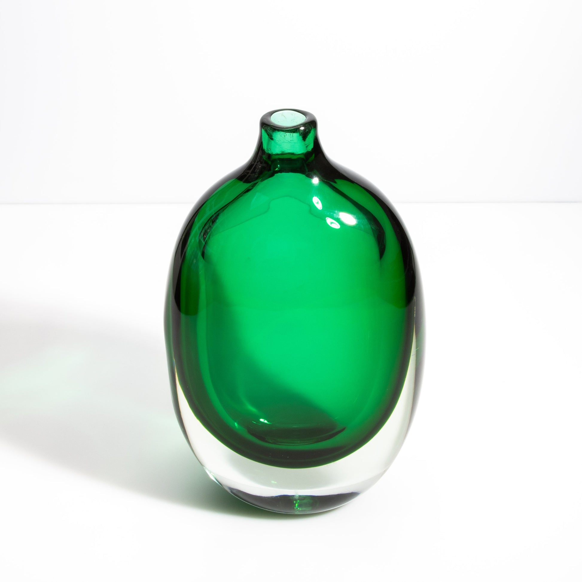 Murano Sommerso Vase in Emerald Green