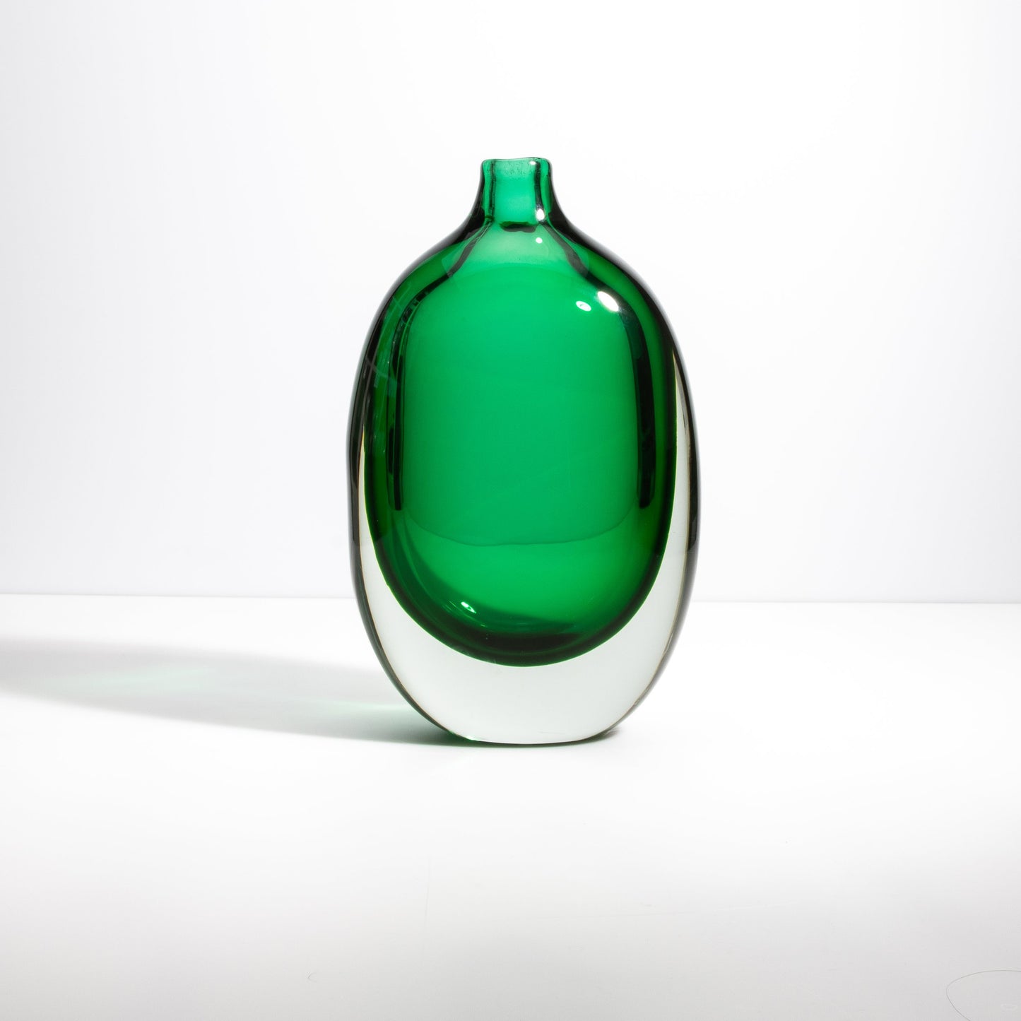 Murano Sommerso Vase in Emerald Green