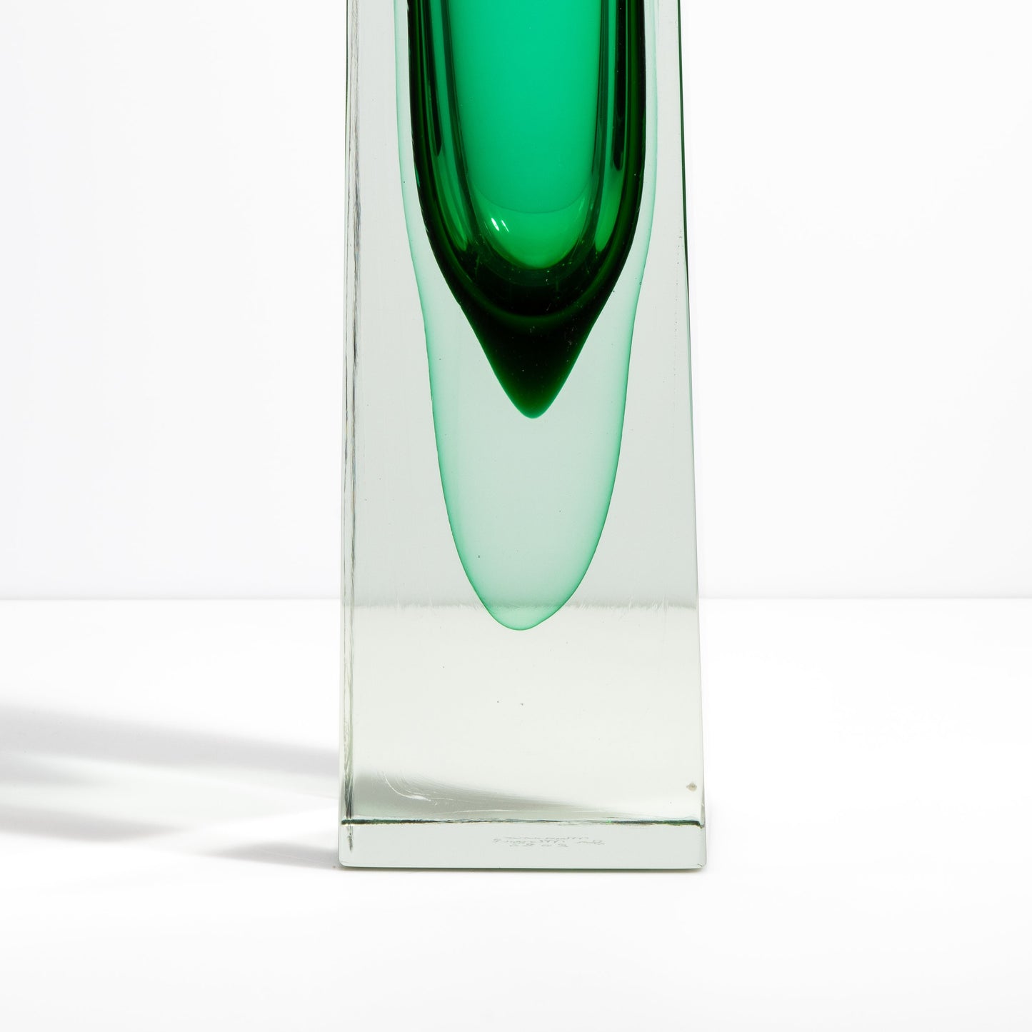 Murano Vase with Square Base in Emerald Green