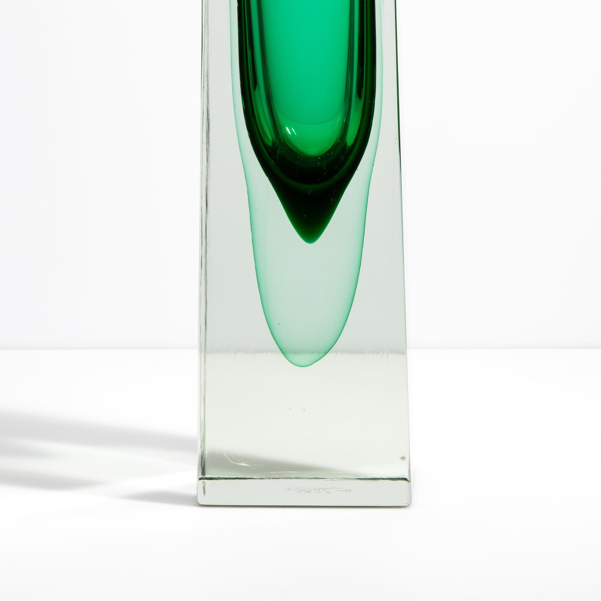 Murano Vase with Square Base in Emerald Green