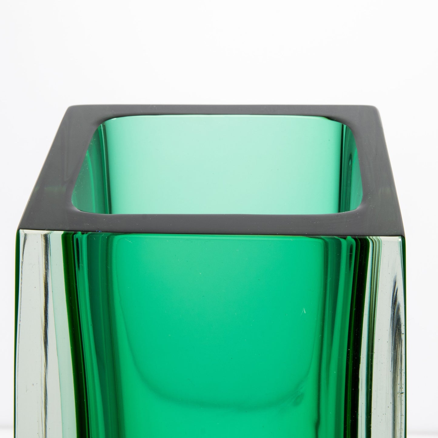 Murano Vase with Square Base in Emerald Green
