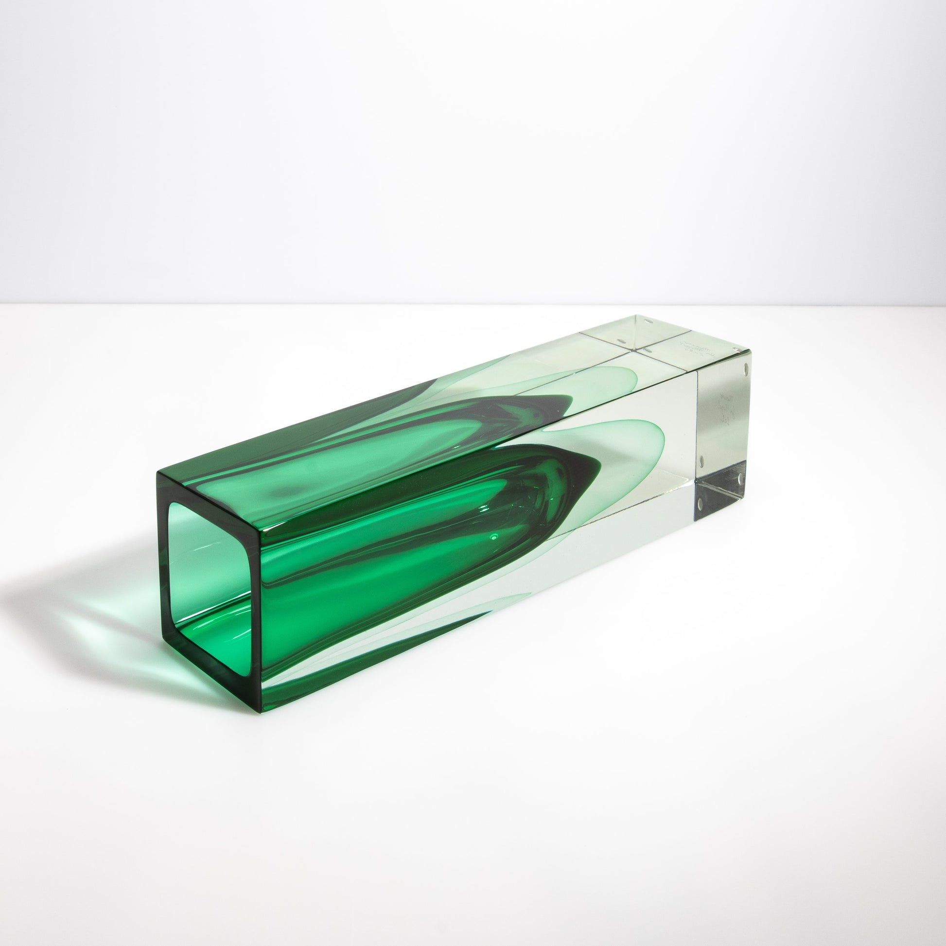 Murano Vase with Square Base in Emerald Green