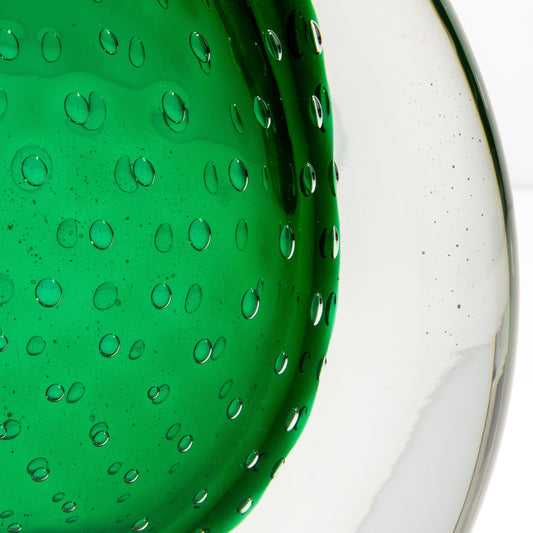 Murano Pois Vase with Bubbles in Emerald Green