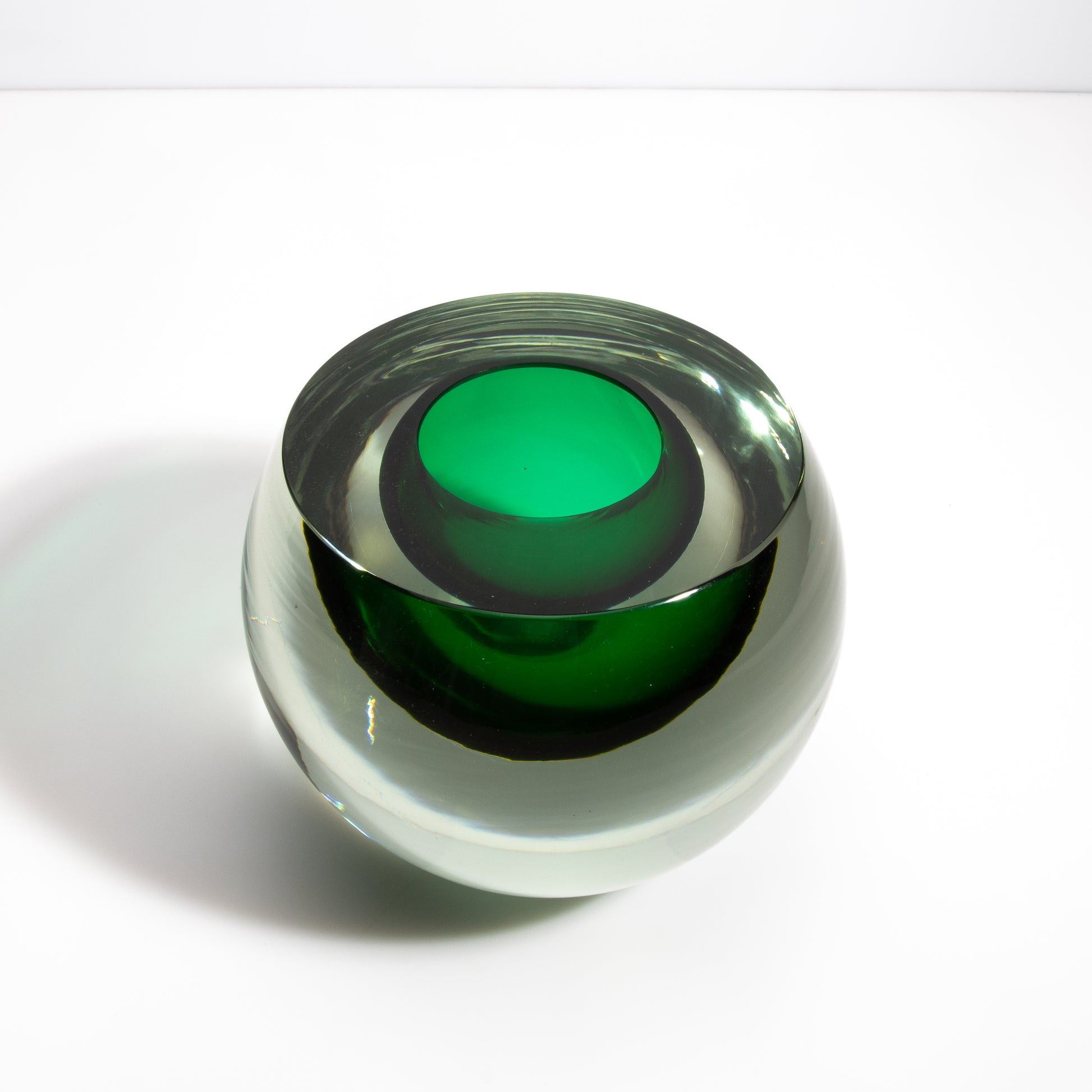 Murano Sphere Vase in Emerald Green