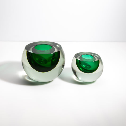 Murano Sphere Vase in Emerald Green